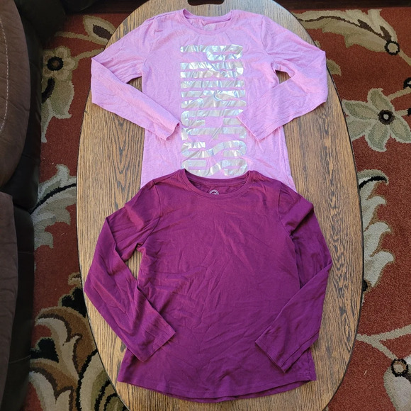 Bundle of 2 Purple Long Sleeve Tops Size Girl's Large 10/12 - Picture 1 of 5